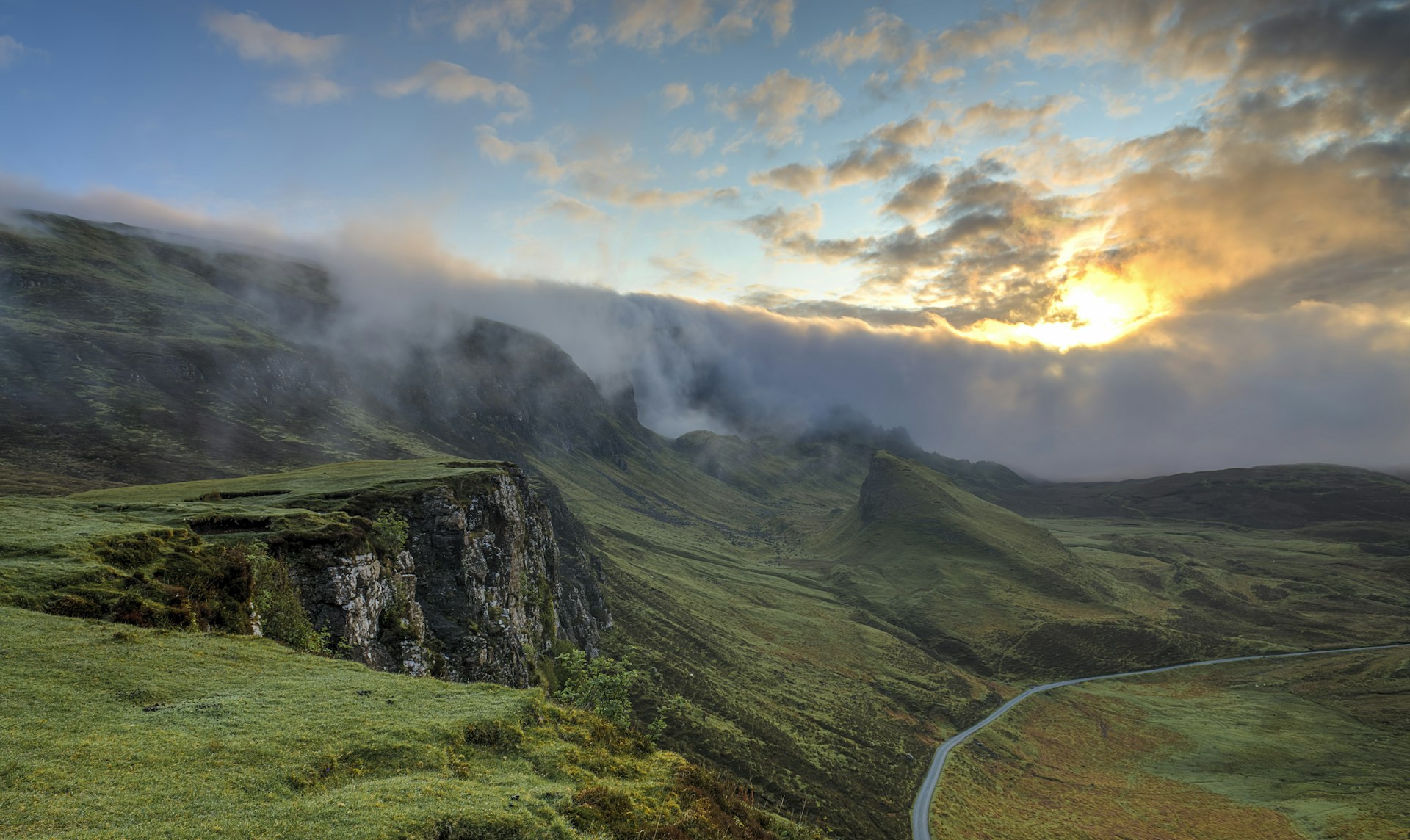 Green hills at dawn